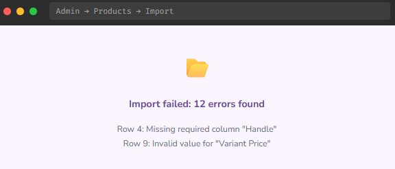 CSV Product Import Errors